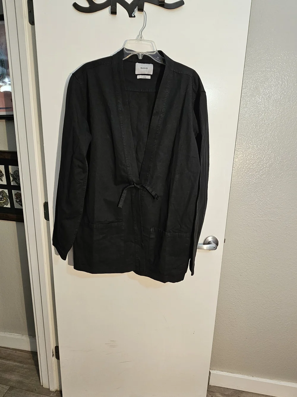 NWT Kennedy Black Kimono Cardigan Tie Noragi Jacket XL  Brand New With Tags